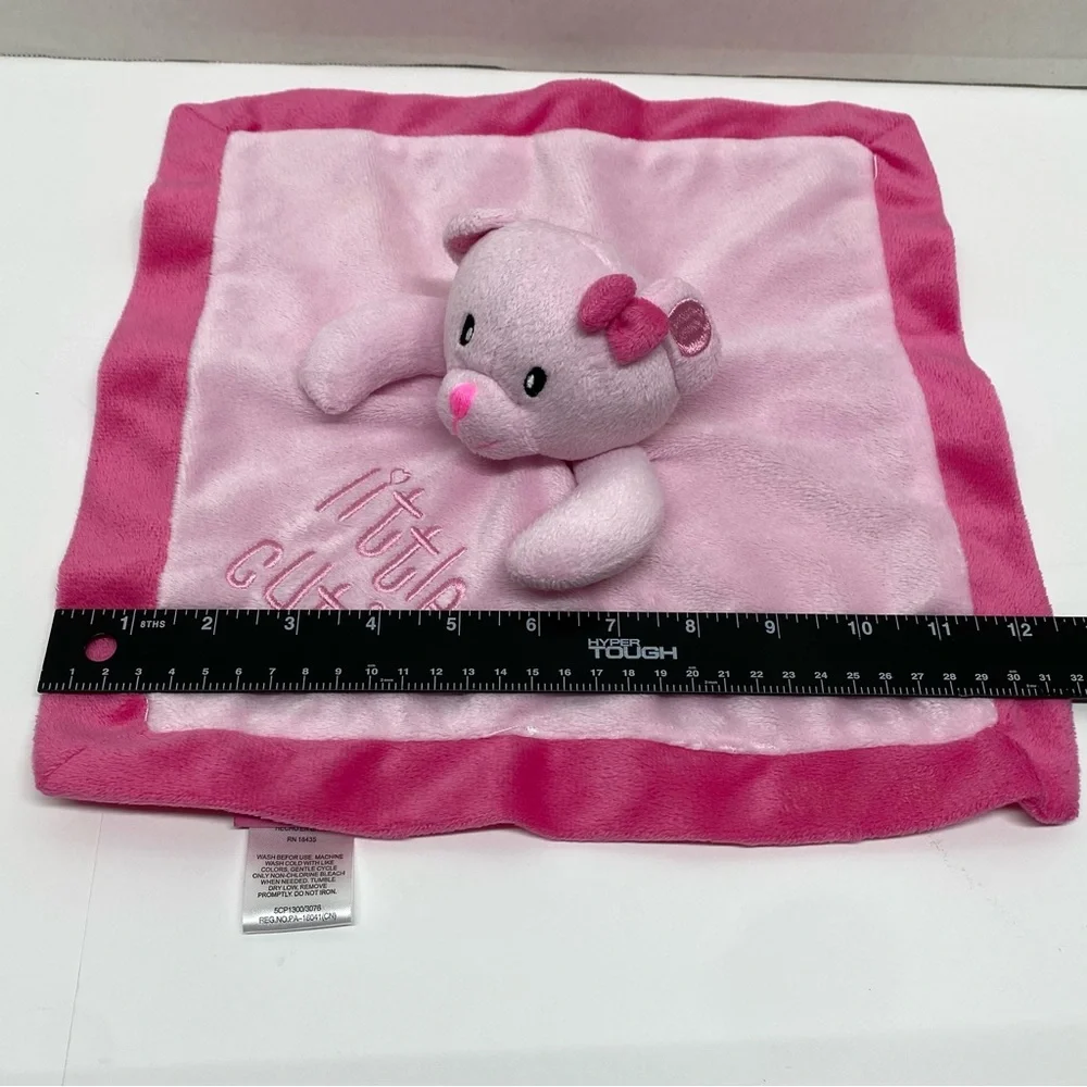 Mini Bean Little Cutie Baby Bear Lovey Security Blanket Pink Satin Trim & Back